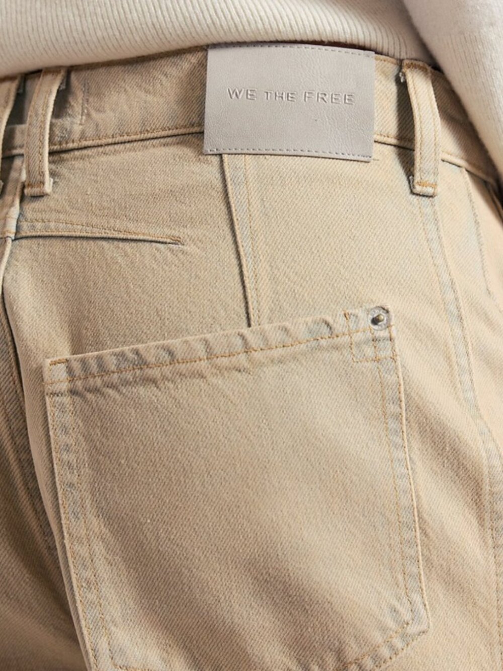 We The Free People Good Luck Barrel Jeans High Waist Button Fly Antique Ivory 28 - Picture 4 of 13